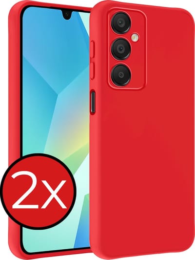 Hoesje - 2 Stuks - Geschikt voor Samsung Galaxy A16 - Sterk & Shockproof - Telefoonhoes - Back Cover - Case Siliconen - Telefoon Hoes - Rood