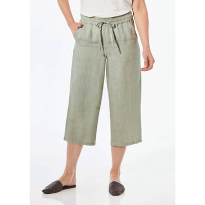 Linnen broek VERA - grijsgroen - Gr. 26 van Goldner Fashion