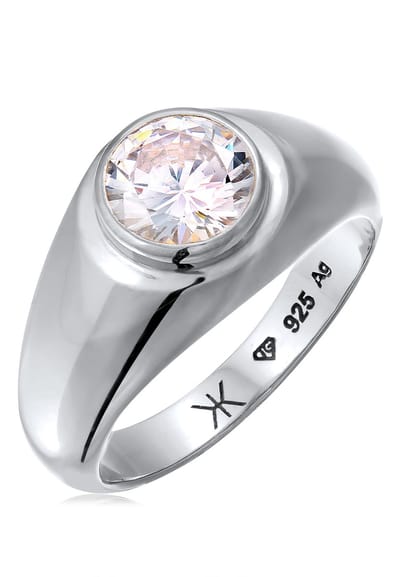 KUZZOI - Ring - Kuzzoi Ring Heren Unisex Zirkonia Kristallen Wit 925 Sterling Zilver -