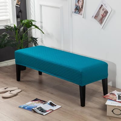 Housse de banc en jacquard losange pour chambre à coucher, salle à manger, extensible, décoration d'intérieur, piano, maquillage, housse de chaise, protection de siège longue et anti-salissure 1 piece blue