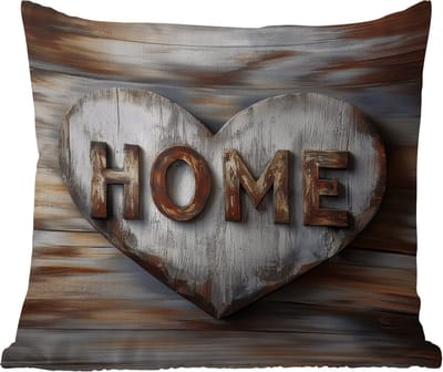 Tuinkussen - Home - Hart - Houtlook - Liefde - 40x40 cm - Weerbestendig