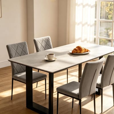 MODFU - Eetkamerstoelen - Gevoerde Zitting En Hoge Rugleuning - Modern - Voor Eetkamer Of Keuken - Metaal En Fluweel - Donkergrijs - Set Van 4