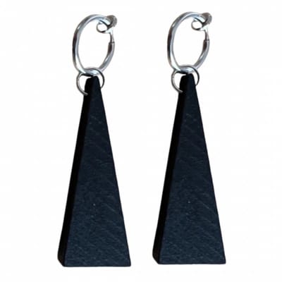 Klem Oorbellen- Saheli-Hout- Zwart-Zilverkleur-geen gaatje-Charme bijoux