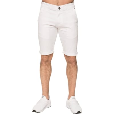 Enzo | Heren Slim Fit Stretch Chino Shorts - Wit
