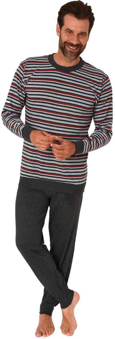 Herenpyjama met lange mouwen en manchetten Pyjama in een geweldige gestreepte look
