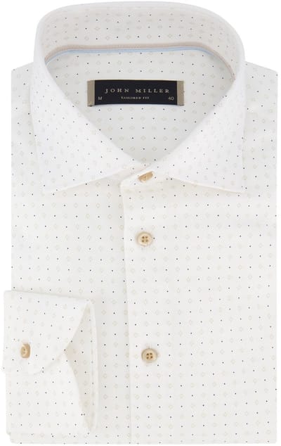 John Miller tailored fit overhemd wit 100% katoen