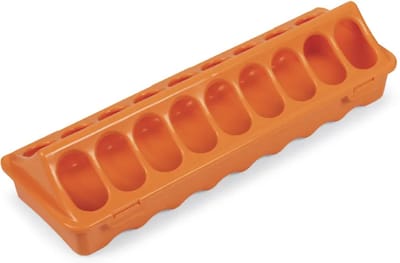 Aveve - Pluimveevoerbak grondmodel - Oranje - 40cm: 22 eetgaten, voor 3-4 kippen - voederbak kippen/kuikens