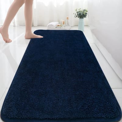 Marineblauwe badmat - microvezel - 1 stuk - 60 x 150 cm