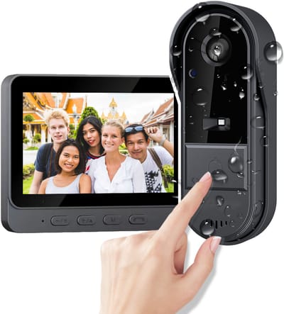Videodeurbel met Camera 1080P – Draadloos, 4.3 Inch Scherm, Nachtzicht, 2-Weg Spraak, 170° Groothoek, Waterdicht