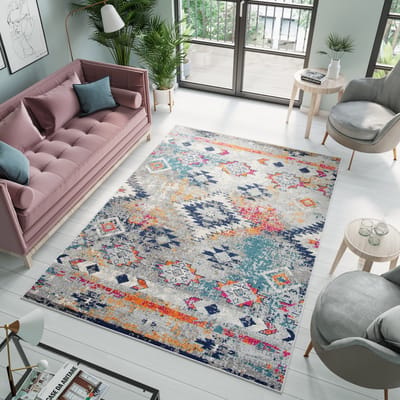 Tapiso Denver Vloerkleed Grijs Woonkamer Ethno Tapijt Maat- 120x170