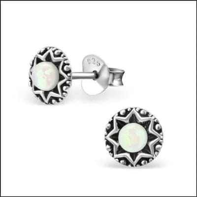 Aramat Jewels | Oorbellen | 925 Zilveren Opaal Oorbellen 6-8mm - Betoverende Edelsteen Studs | Rond/Wit/6mm | | | Zilver | Volwassenen, Kinderen | Verkleurd niet