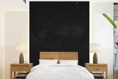 Behang - Fotobehang Sterrenhemel - Zwart - Wit - Hemel - Breedte 165 cm x hoogte 220 cm