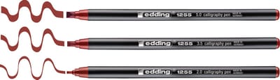edding 1255 kalligrafiestift - karmijn - 3 stiften - kalligrafiepunt 2 - 5 mm - stift voor papier, hout, terracotta, linnen - voor beginners, handlettering, bullet journal, wenskaarten, dagboek