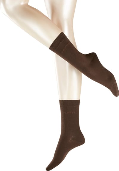 Esprit Uni 2-Pack eenkleurig katoen multipack sokken dames bruin - maat 35-38
