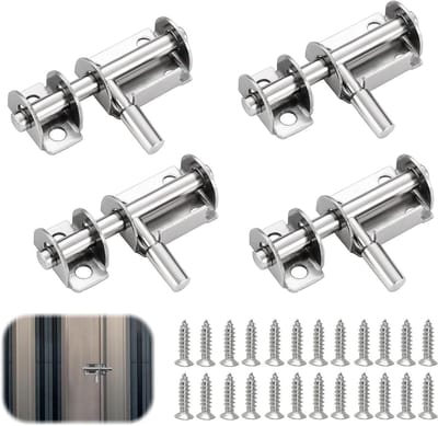 Stalen Deurslot voor Binnen en Buiten, 4-Pack Kleine Latch Locks met Schroeven, Beveiliging voor Tuindeuren, Garagedeuren en Ramen, 65mm
