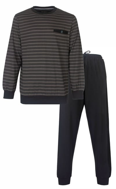 Paul Hopkins Heren Pyjama - Gestreept Dessin - Ronde Hals - Grijs - Maat S