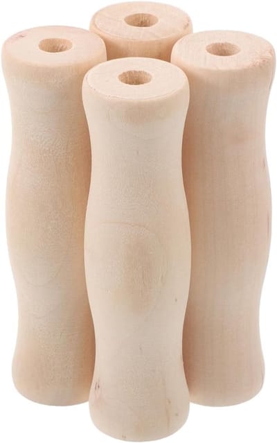 Set van 4 Houten Keuken Grill Handvatten - BBQ Accessoires, Keuken Gereedschap en Kookgerei in Beige Hout