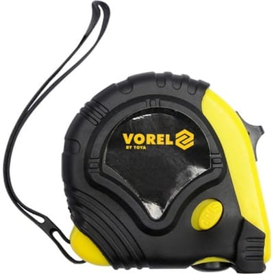Vorel - Rolmaat - 5 m - Geel-Zwart - Stalen Tape - Bewegende Haak