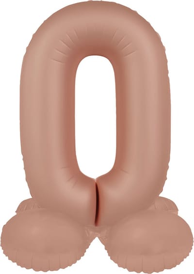 Folat - Staande folieballon Cijfer 0 Vintage Rose - 72 cm