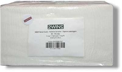 2WINS® Dental Towels – Patiënten Servetten – Papieren onderleggers Wit - 125 stuks