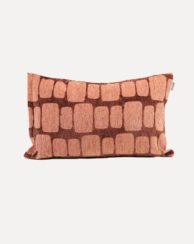DOGGUO® Luxe Sierkussens - 60x40 cm - Kussens Woonkamer - Decoratie en Bank Kussen voor Binnen - Afneembare Hoes - Jacquard Stof - Vierkant Print Bruin Perzik
