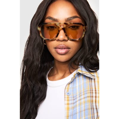 boohoo Dames Oversized Schildpadpatroon Aviator Zonnebril