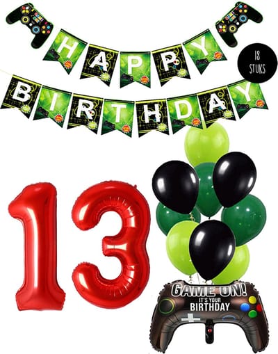 Cijfer Ballon 13 Game Videospel Verjaardag Thema - De Versiering voor de Gamers Birthday Party van Snoes