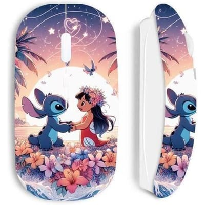 Souris - Maniacase - Stitch Ohana - Blanc - Sans Fil - Design Ergonomique Confortable
