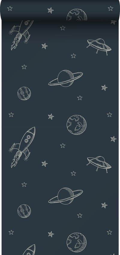 ESTAhome behang planeten in de ruimte donkerblauw - 53 cm x 10.05 m - 139422