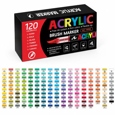 Acrylmarkers - 120 kleuren - intelligente inktregeling - zachte punt met directe inkttoevoer voor tekenen en DIY - basisverpakking