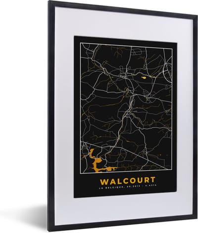 Fotolijst incl. Poster - Walcourt - Plattegrond - Goud - Stadskaart - Kaart - 30x40 cm - Posterlijst