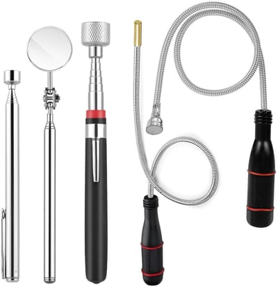 Set van 5 Flexibele Telescopische Magnetische Stangen met Ronde Spiegel, Verstelbaar tot 15 kg, Ideaal voor Werkplaats en DIY-projecten