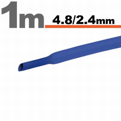 5× 1 Meter Krimpkous Blauw 4,8 / 2,4 mm – 5 Stukken Van 1 Meter – Warmtekrimpbuis Voor Isolatie En Kabelbescherming – Geschikt Voor Elektrische Installaties En Reparaties [11025K]
