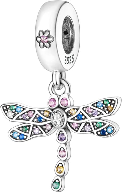 Fler® | Bedel | Past op populaire bedel armbanden (standaard-3mm) | armbandbedel | Libelle - Dragonfly Bedel | Kerst cadeau | Vlinder Charm| Hangbedel 925 zilver | Zirkonia | Vriendschap, Verjaardagsgeschenk, Kado, Sinterklaas Cadeau | Valentijn kado