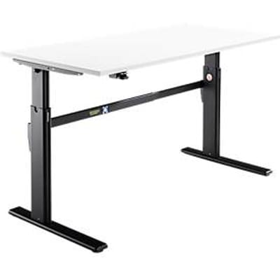 Schäfer Shop  Select Bureau, elektrisch in hoogte verstelbaar, rechthoekig, C-poot, wit/zwart, B 1800 mm