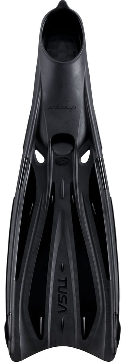 TUSA Solla - High-Performance full-foot duikvinnen met ForcElast-technologie en 20° angled blade design voor efficiënte voortstuwing - Zwart/Zwart - FF-23 - Maat L (44–45) - (27–27,5 cm)