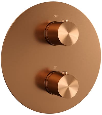 Brauer Copper Edition - 3 Weg - Inbouwthermostaat - Rond - In/afbouwdelen - Koper Geborsteld PVD