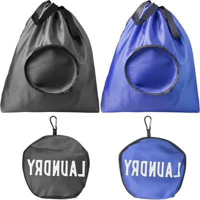 Vouwbare waterdichte waszakken voor reizen, 2 stuks, met trekkoord, ideaal voor vuile kleding, kamperen en op reis (53 x 52 cm)