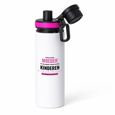 Hacebo® - ik ben de trotste moeder van de grappigste, leukste en beste kinderen, en ja dit heb ik van hun gekregen waterfles met draaidop roze - de trotste moeder - Moeder cadeautjes - moederdag - verjaardagscadeau - water fles - 850ML