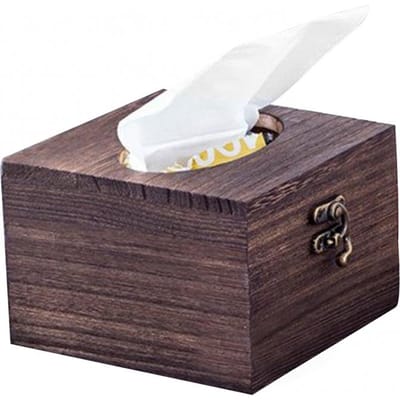 Houten Tissuebox Papieren Servethouder Dispenser Case Badkamer Gezichtsdoekjesdoos Kantoorbureau Decor Servetten Organizer Opbergdozen gray