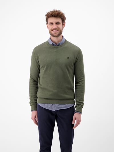 LERROS Sportieve gebreide trui , Maat: M , Kleur: NORDIC OLIVE , 100% katoen