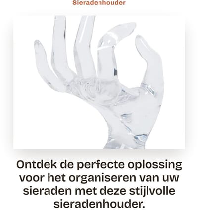 Sieradenhouder hand ringhouder - transparant plastic - elegant design - perfect voor ringen en armbanden - ShopVlot