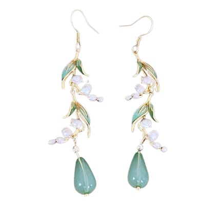 Zilveren oorbellen -Fallon -mint groen -goudkleurig- Charme Bijoux