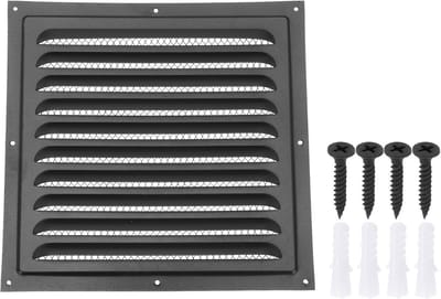 Ventilatie Rooster Zwart 25x25cm voor Buitenmuur Keuken Badkamer Ventilatie