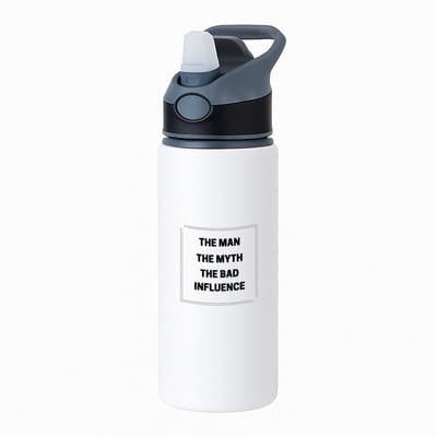 Hacebo® - The Man, The myth, The bad influence waterfles met rietje zwart - Vader - Papa - collega - Grappige tekst - water fles - 650ML