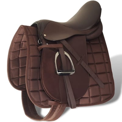 vidaXL Paardrijzadel 5-in-1 17,5'' 12 cm echt leer bruin