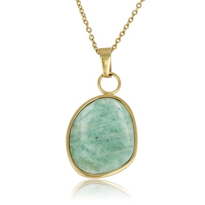 My Bendel - Goudkleurige Ketting met Creatieve Amazonite Hanger - Goudkleurige Ketting met Amazonite Hanger - Unieke Edelsteen - met Luxe Cadeauverpakking | Sieraden Voor Dames