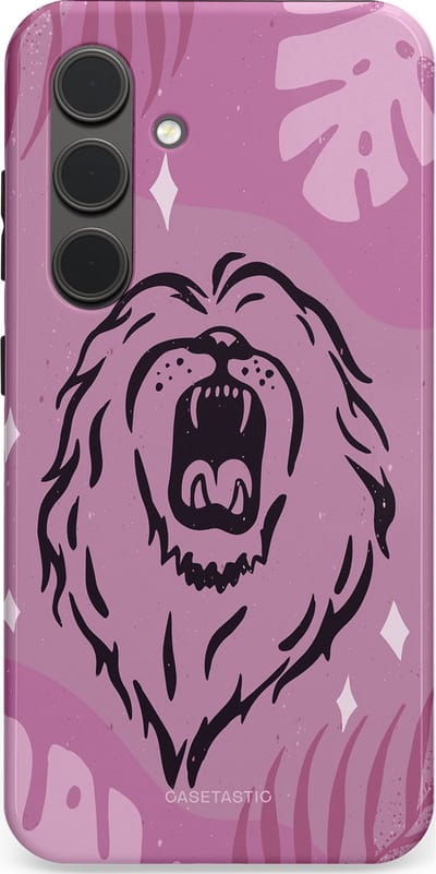 Casetastic hoesje geschikt voor Samsung Galaxy S24 - Dubbellaagse bescherming - Trots en vurig - Fashion Case - Lila Lichtroze Donkergrijs
