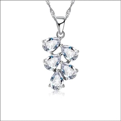 Aramat Jewels | Halskettingen | Zilveren Dames Halsketting met Zirkonia Druppels | Transparant | |1,5mm | Zilver | Volwassenen | Verkleurd niet