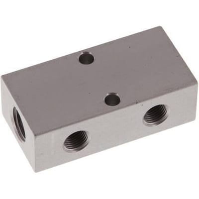2xG 1/4'' x 4xG 1/8'' Aluminium Verdeelblok Dubbelzijdig 16 Bar